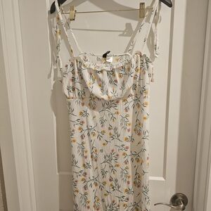 H&M White Dress with Yellow and Pink Floral Pattern